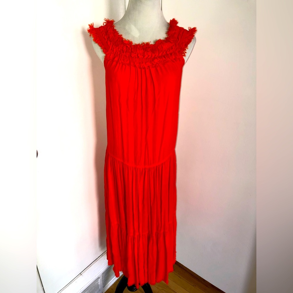 Raquel Alegra bright orange midi dress size 1
